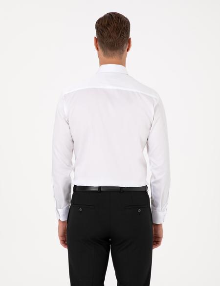 Beyaz Non İron Kolay Ütülenebilir Slim Fit Uzun Kollu Basic Gömlek - 50301930002