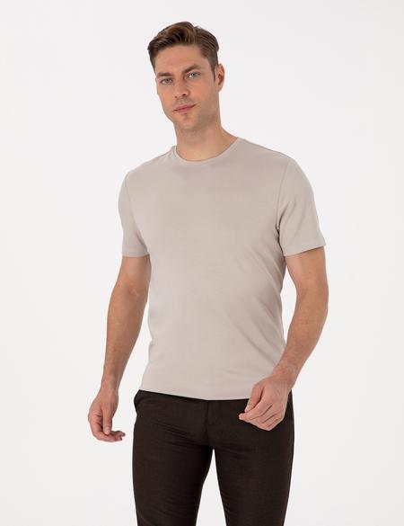 Taş Regular Fit Kalın Dokulu Bisiklet Yaka Basic Tişört - 50318130023