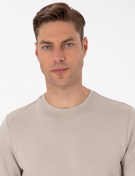 Taş Regular Fit Kalın Dokulu Bisiklet Yaka Basic Tişört - 50318130023