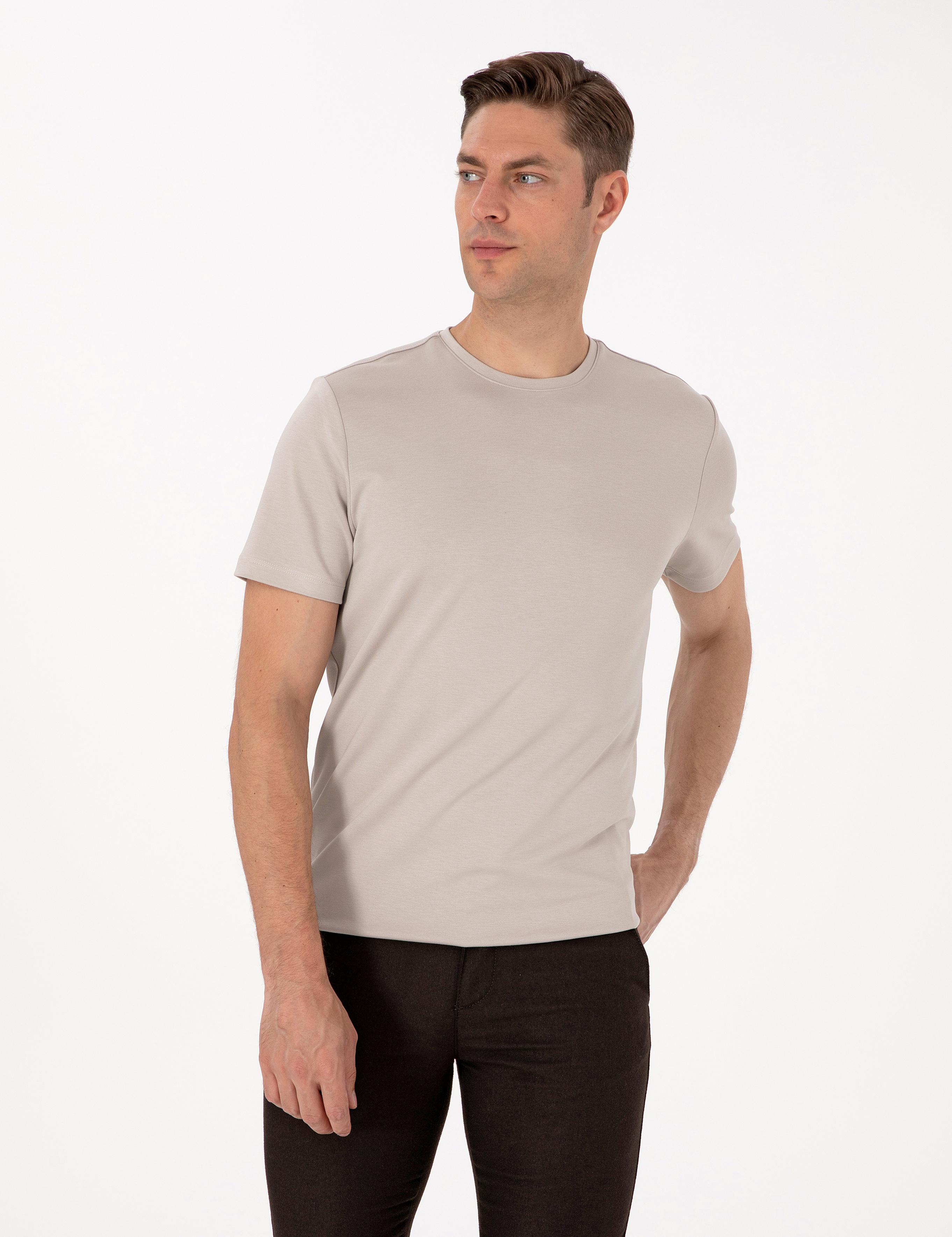 Taş Regular Fit Kalın Dokulu Bisiklet Yaka Basic Tişört