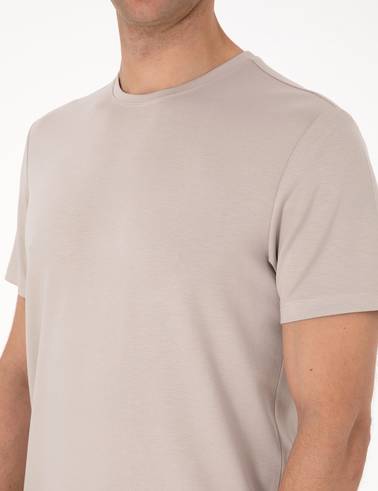 Taş Regular Fit Kalın Dokulu Bisiklet Yaka Basic Tişört