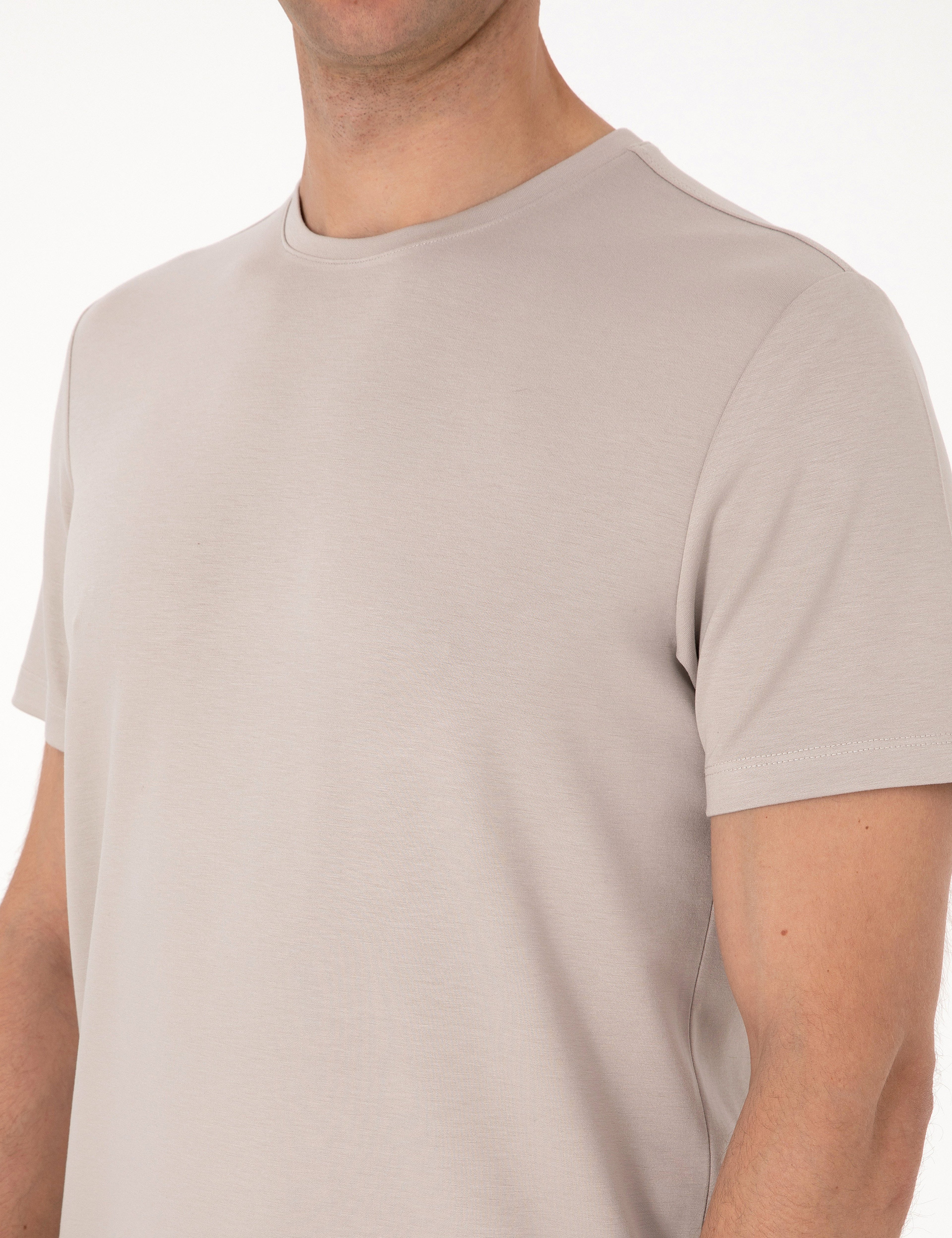 Taş Regular Fit Kalın Dokulu Bisiklet Yaka Basic Tişört - Image 7