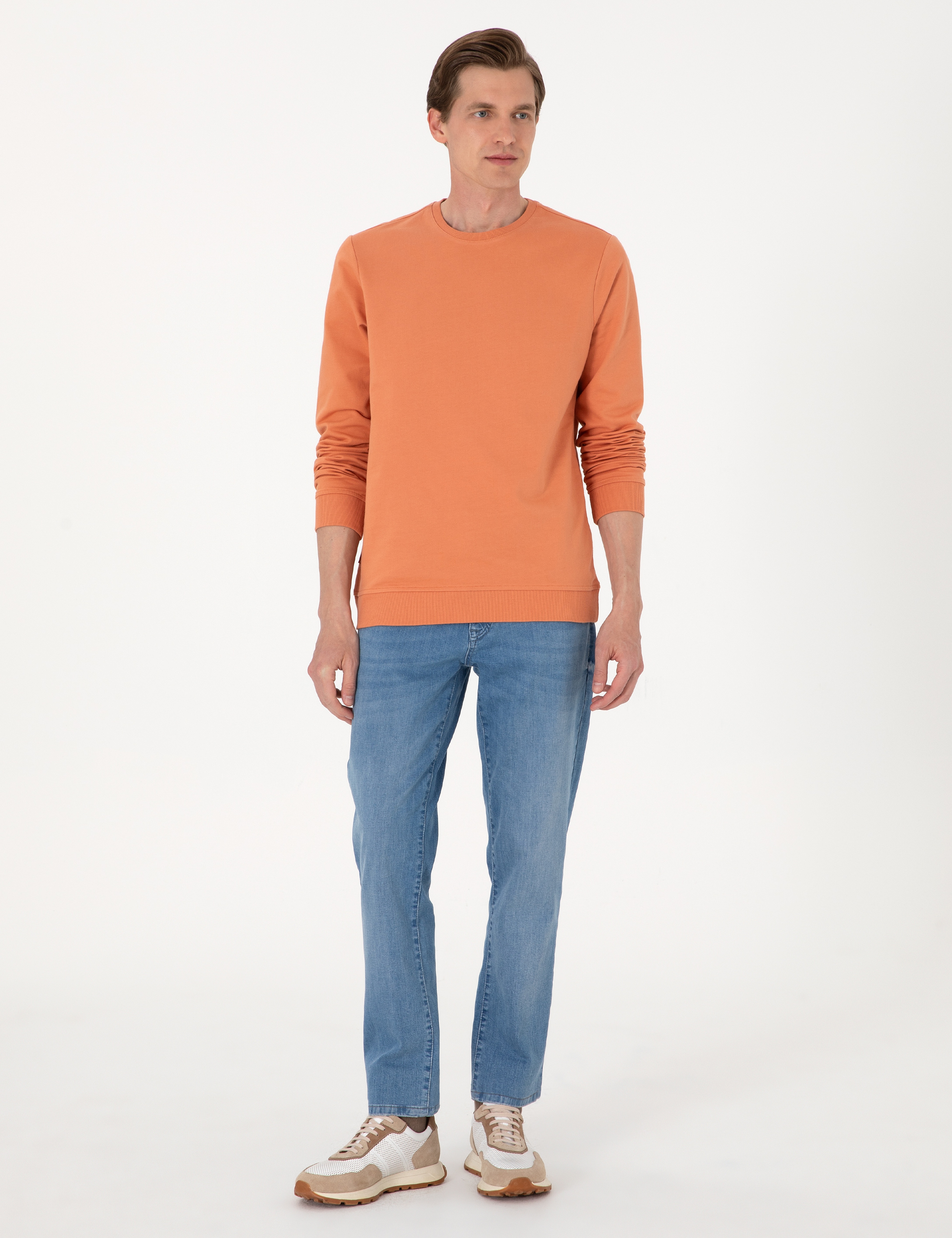 Somon 2 İplik Regular Fit Bisiklet Yaka Basic Sweatshirt - Image 4