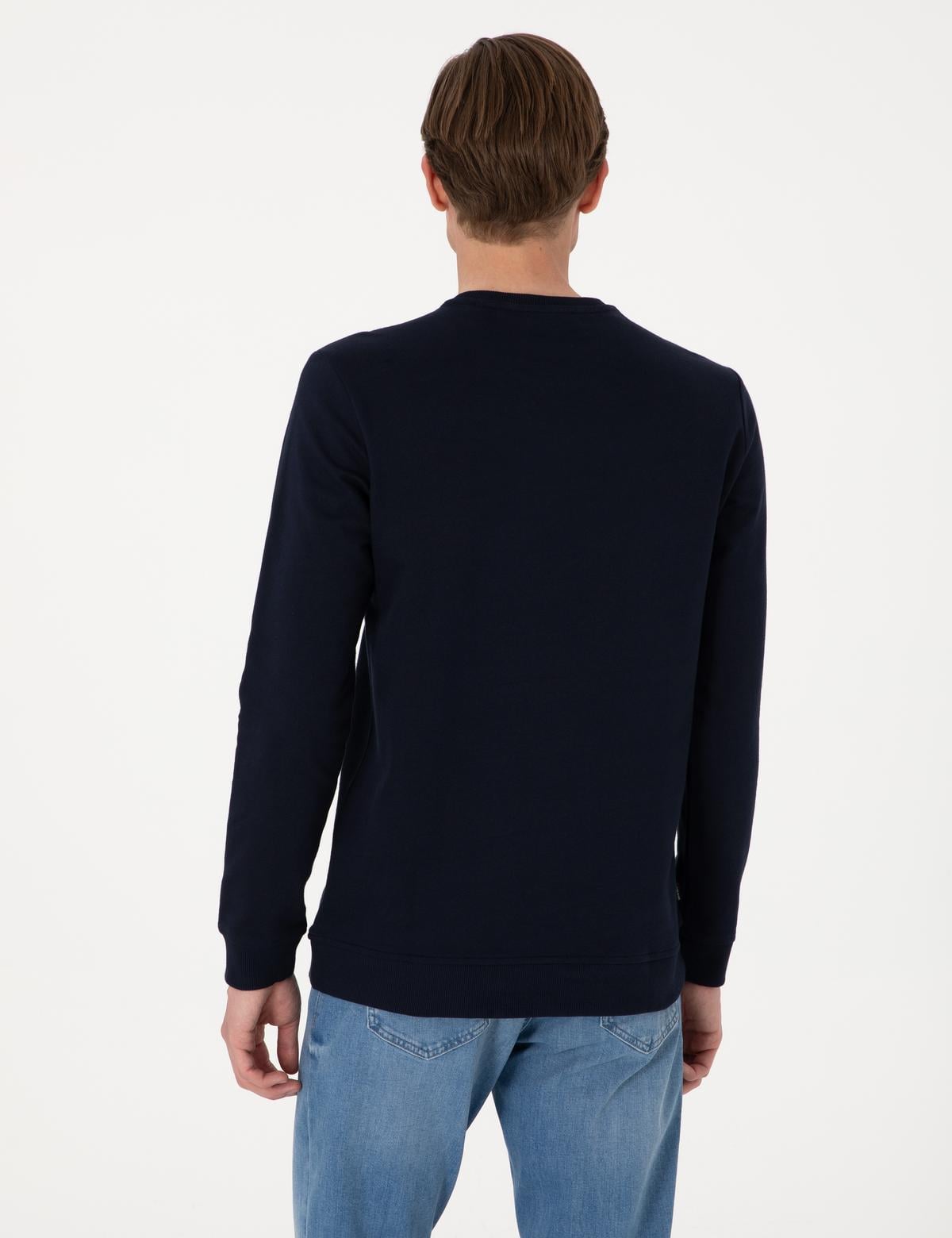 Lacivert 2 İplik Regular Fit Bisiklet Yaka Basic Sweatshirt - 50314054004