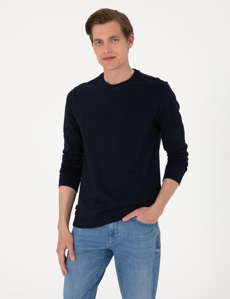 Lacivert 2 İplik Regular Fit Bisiklet Yaka Basic Sweatshirt - 50314054004