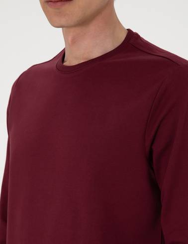 Bordo 2 İplik Regular Fit Bisiklet Yaka Basic Sweatshirt