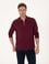 Bordo Slim Fit Kıvrılmaz Fermuarlı Polo Yaka Basic Pike Sweatshirt
