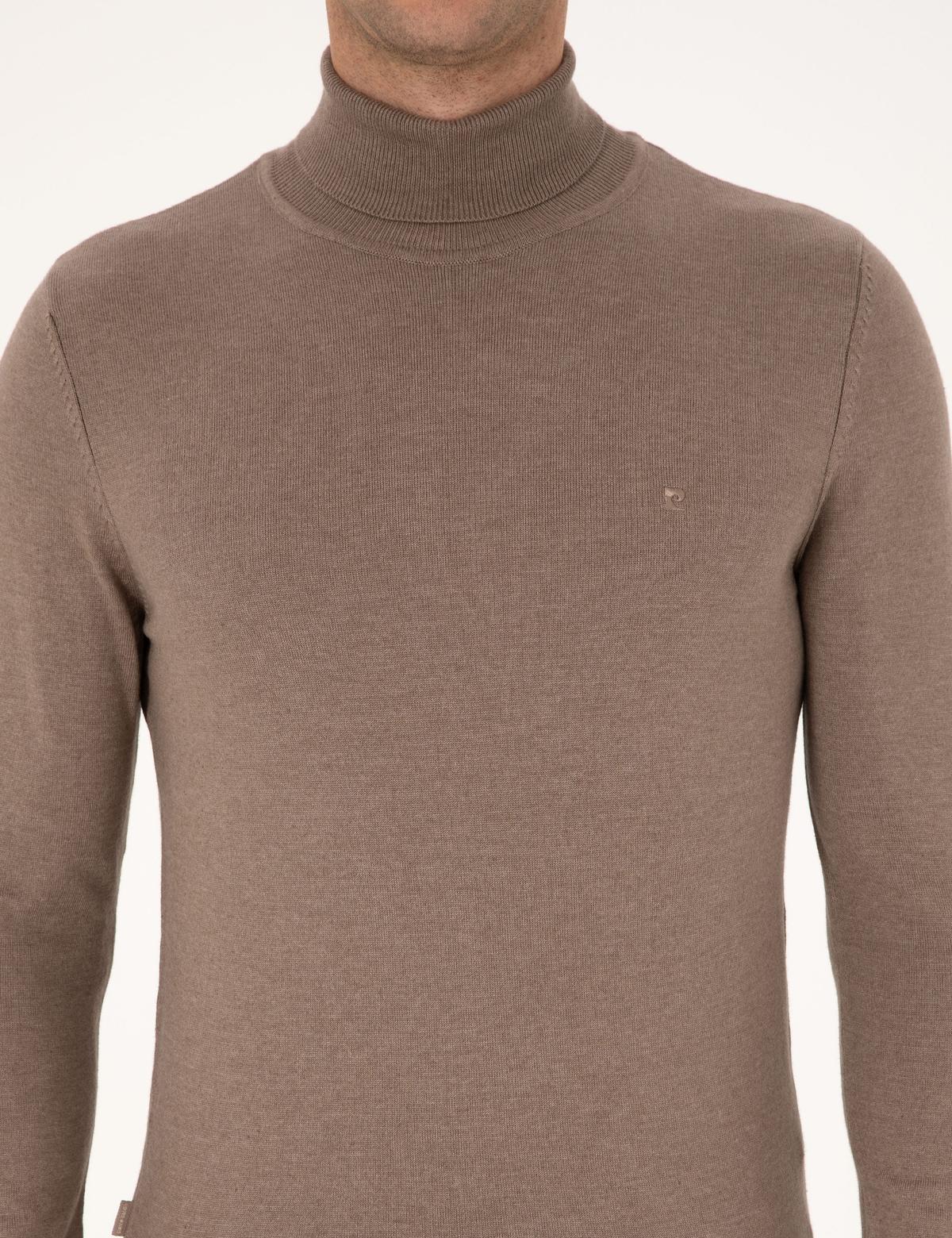 Vizon Melanj Slim Fit Balıkçı Yaka Basic Triko Kazak - 50314202126