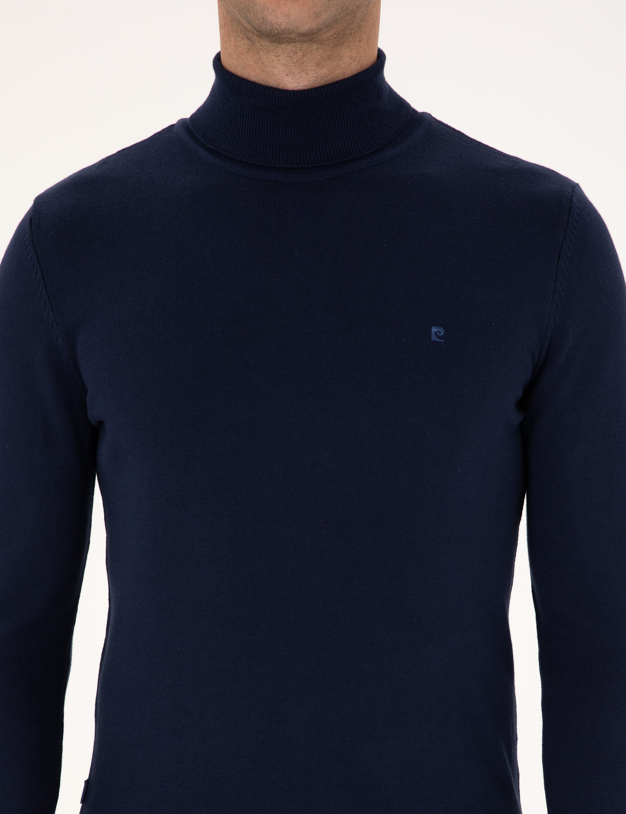 Açık Lacivert Slim Fit Balıkçı Yaka Basic Triko Kazak