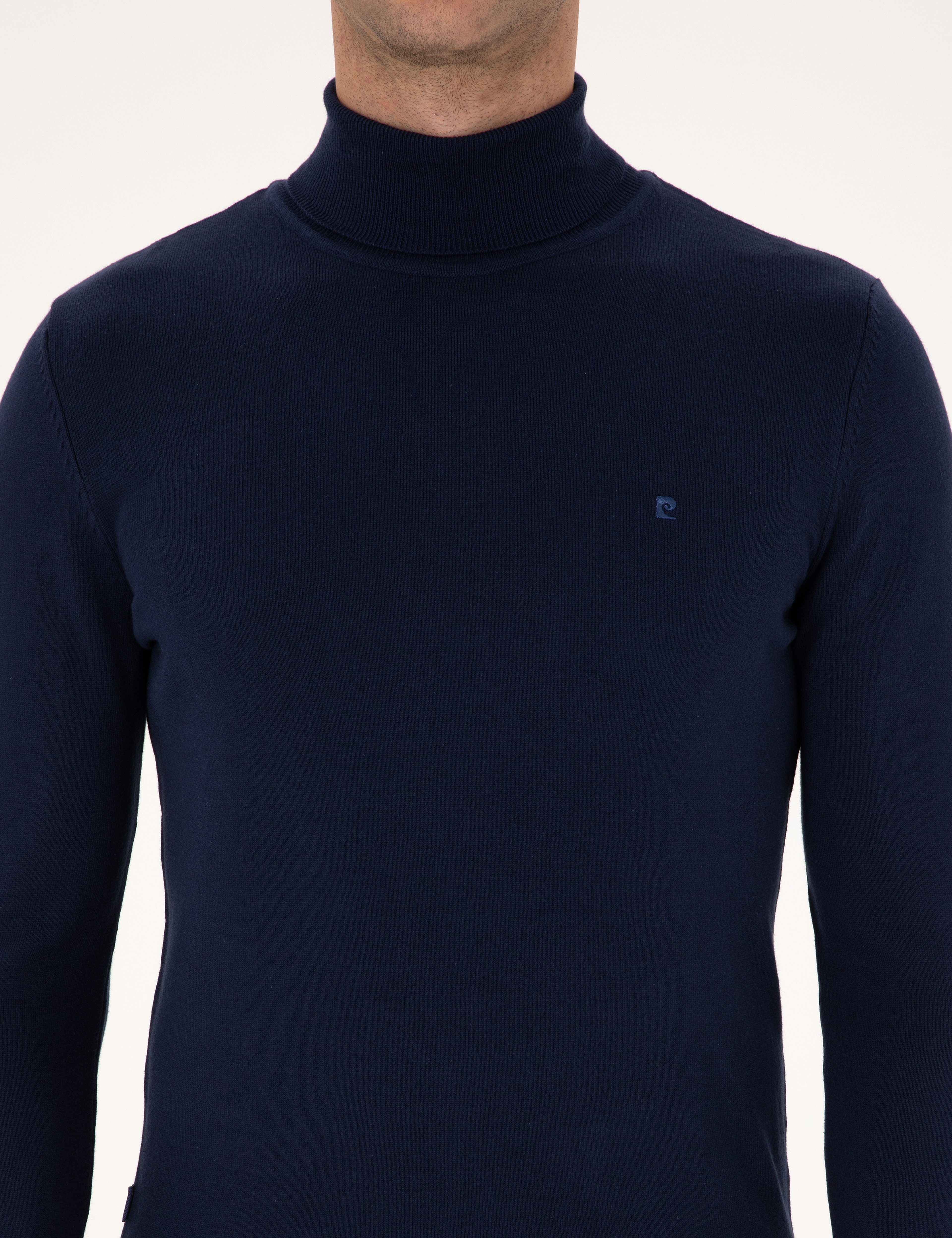 Açık Lacivert Slim Fit Balıkçı Yaka Basic Triko Kazak - Image 6