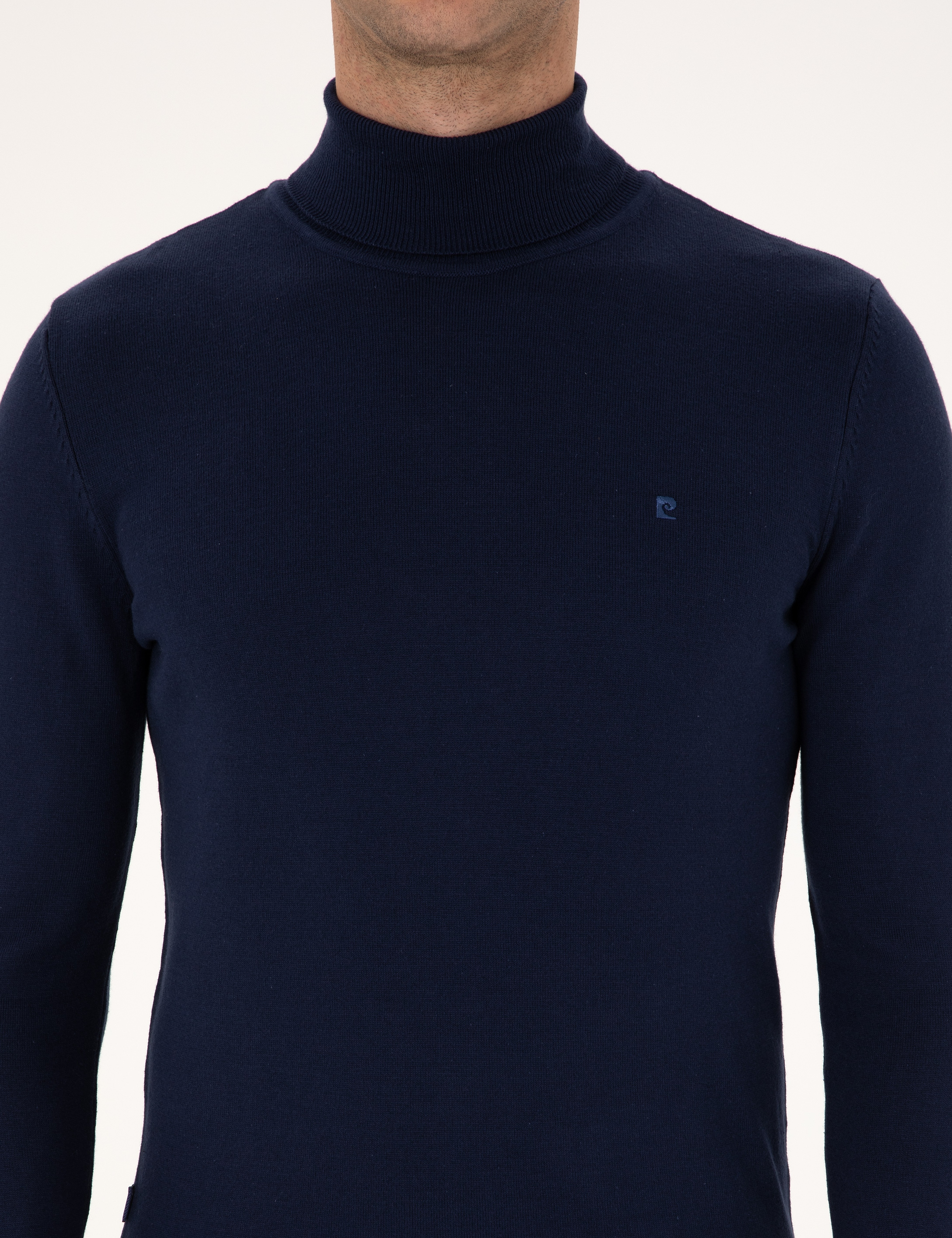 Açık Lacivert Slim Fit Balıkçı Yaka Basic Triko Kazak
