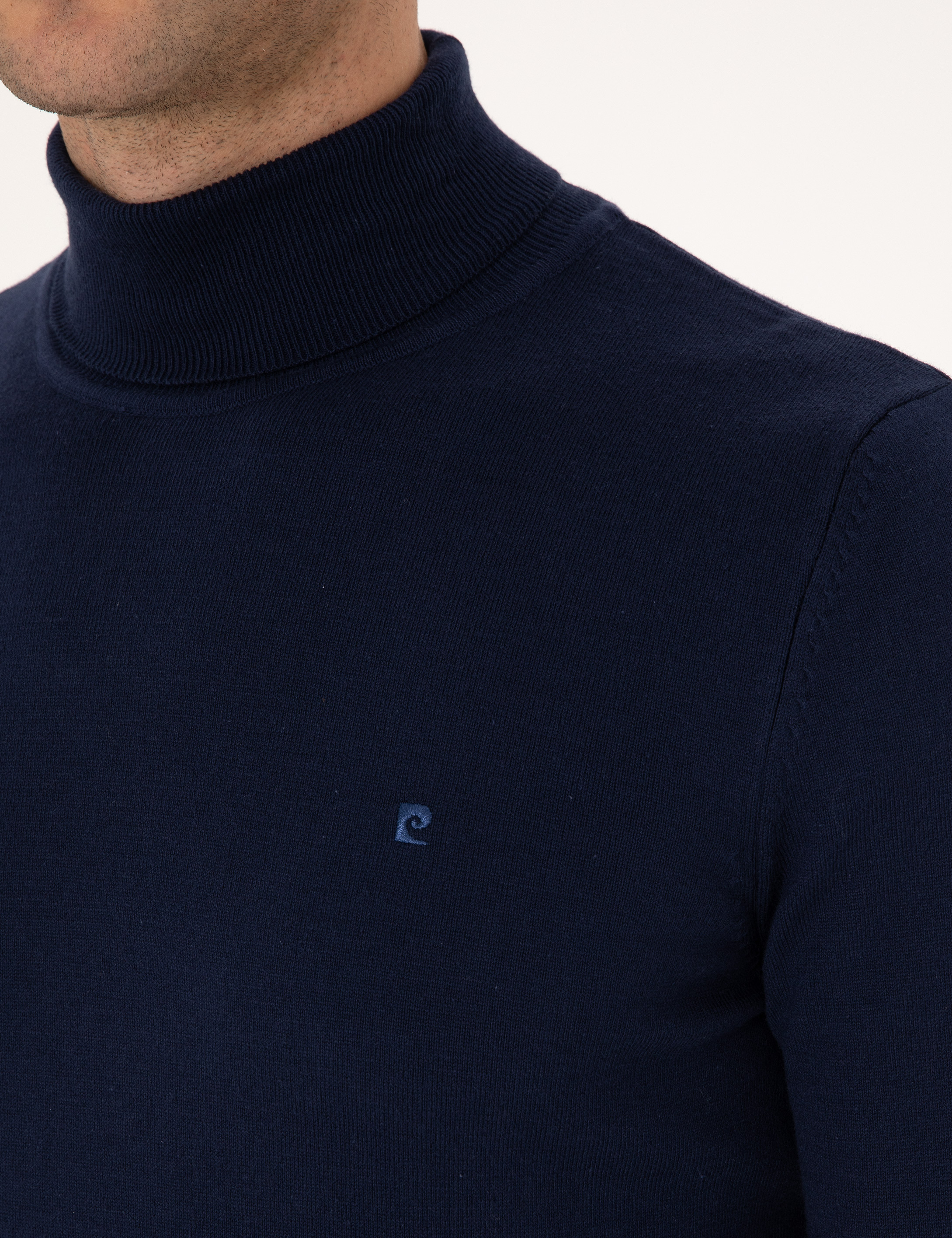Açık Lacivert Slim Fit Balıkçı Yaka Basic Triko Kazak