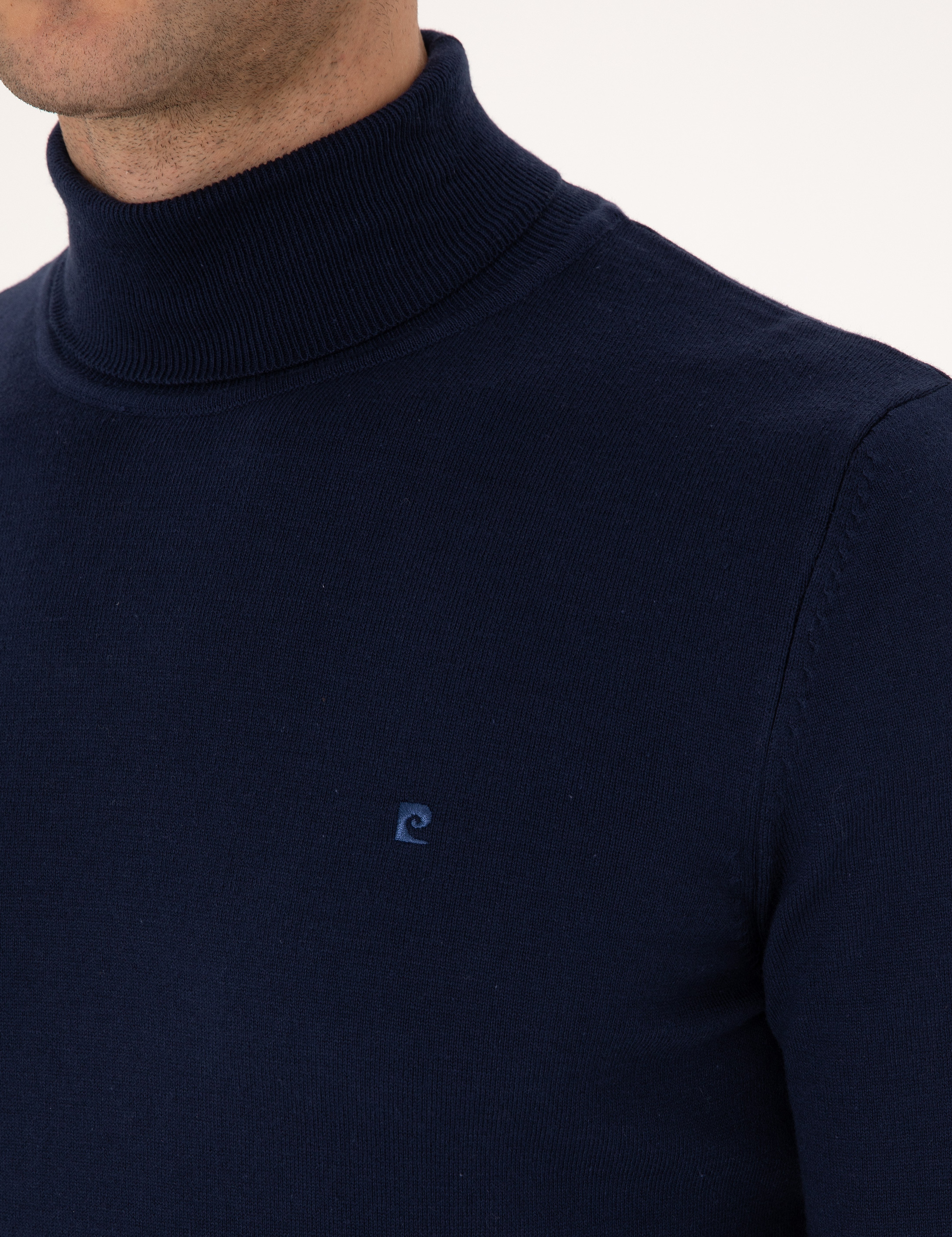 Açık Lacivert Slim Fit Balıkçı Yaka Basic Triko Kazak - Image 7