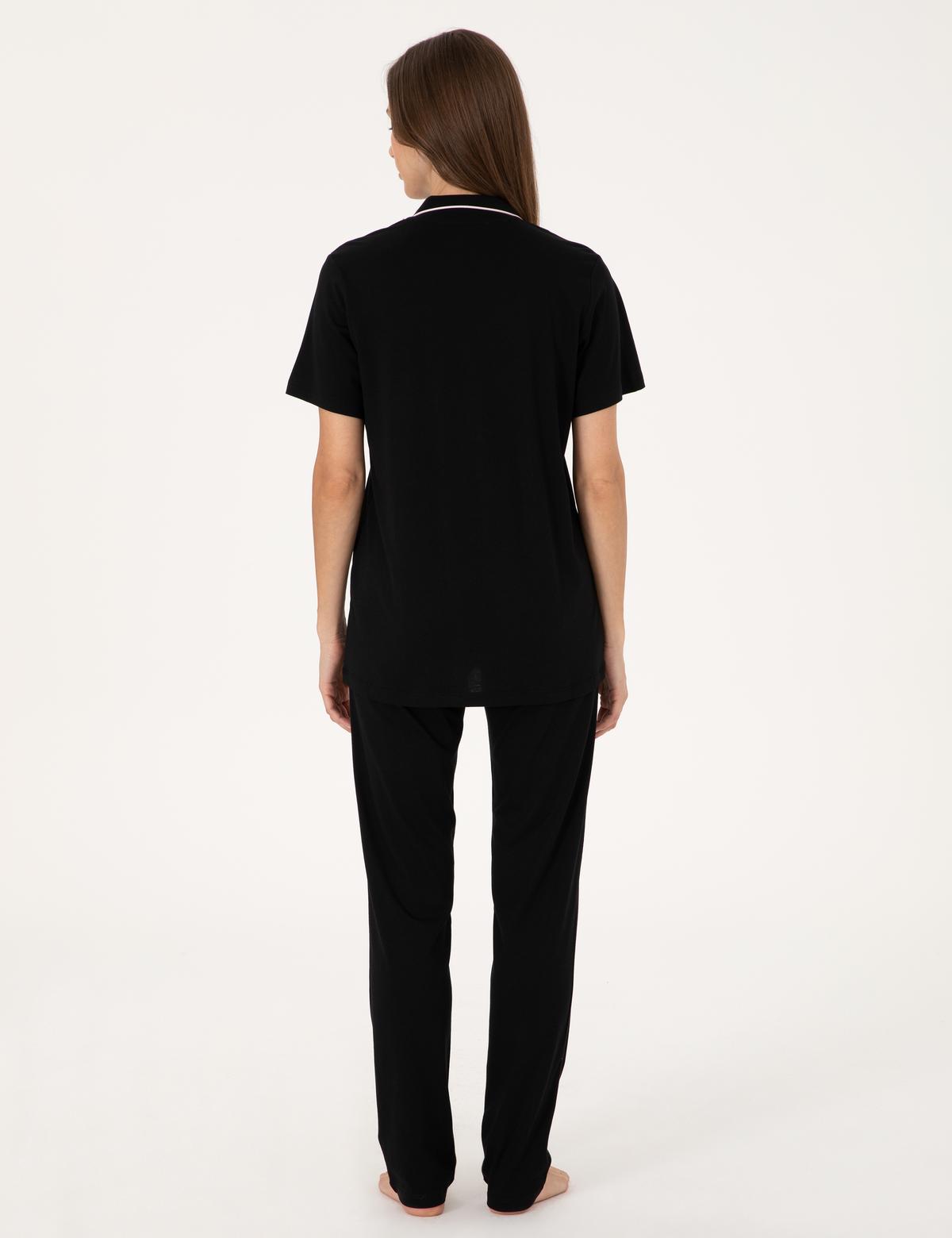 Siyah Kısakollu Gömlek Pijama Takımı - 50319050006