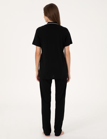 Siyah Kısakollu Gömlek Pijama Takımı - 50319050006