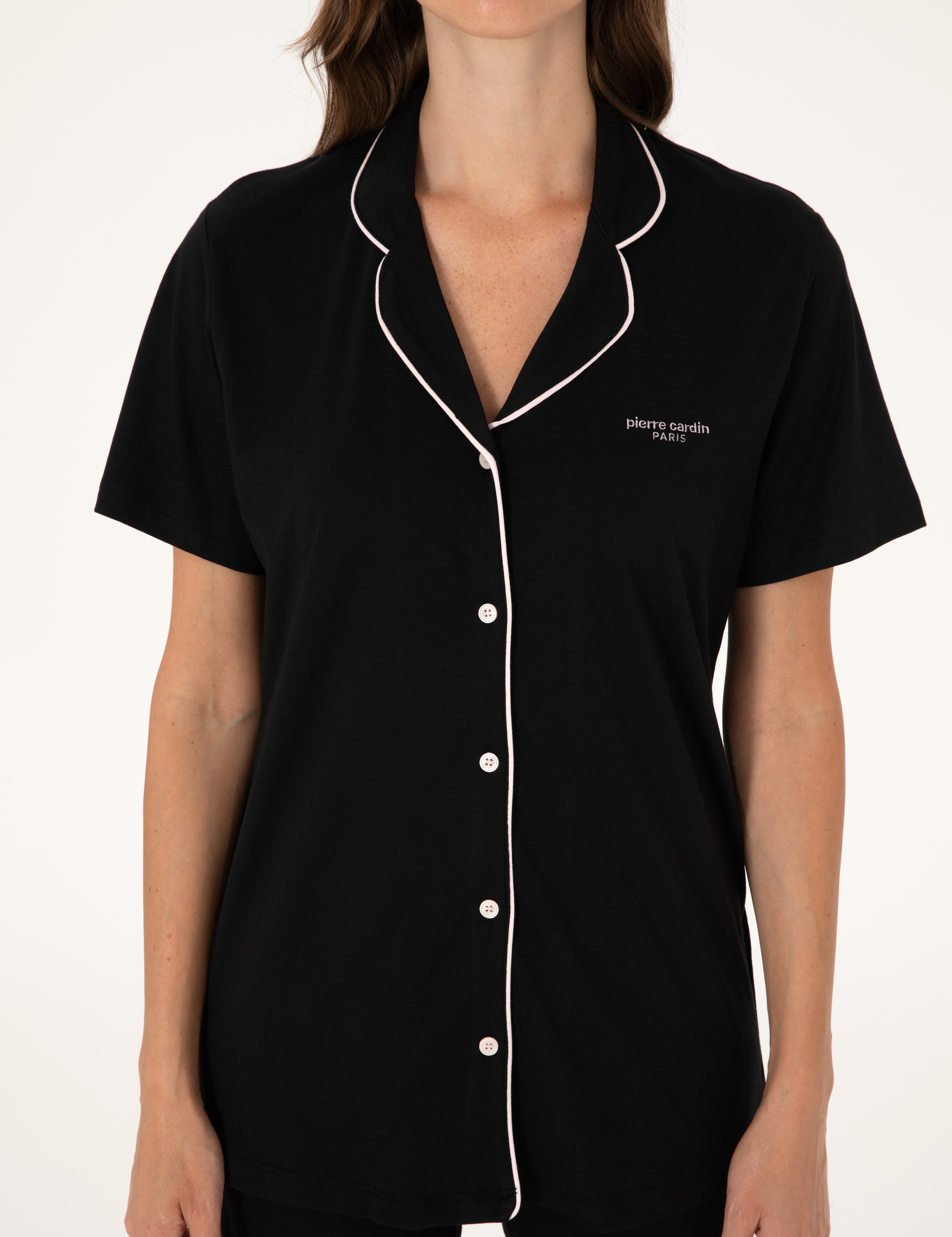 Siyah Kısakollu Gömlek Pijama Takımı - Image 6