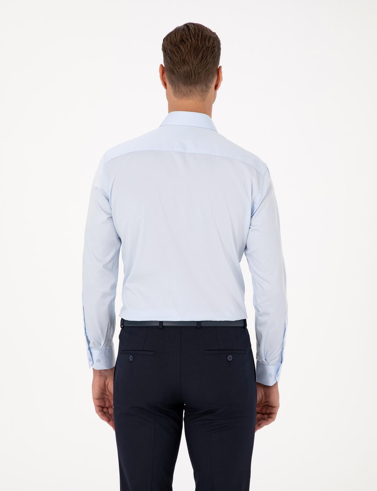 Açık Mavi Regular Fit Uzun Kollu Basic Gömlek - 50313177003