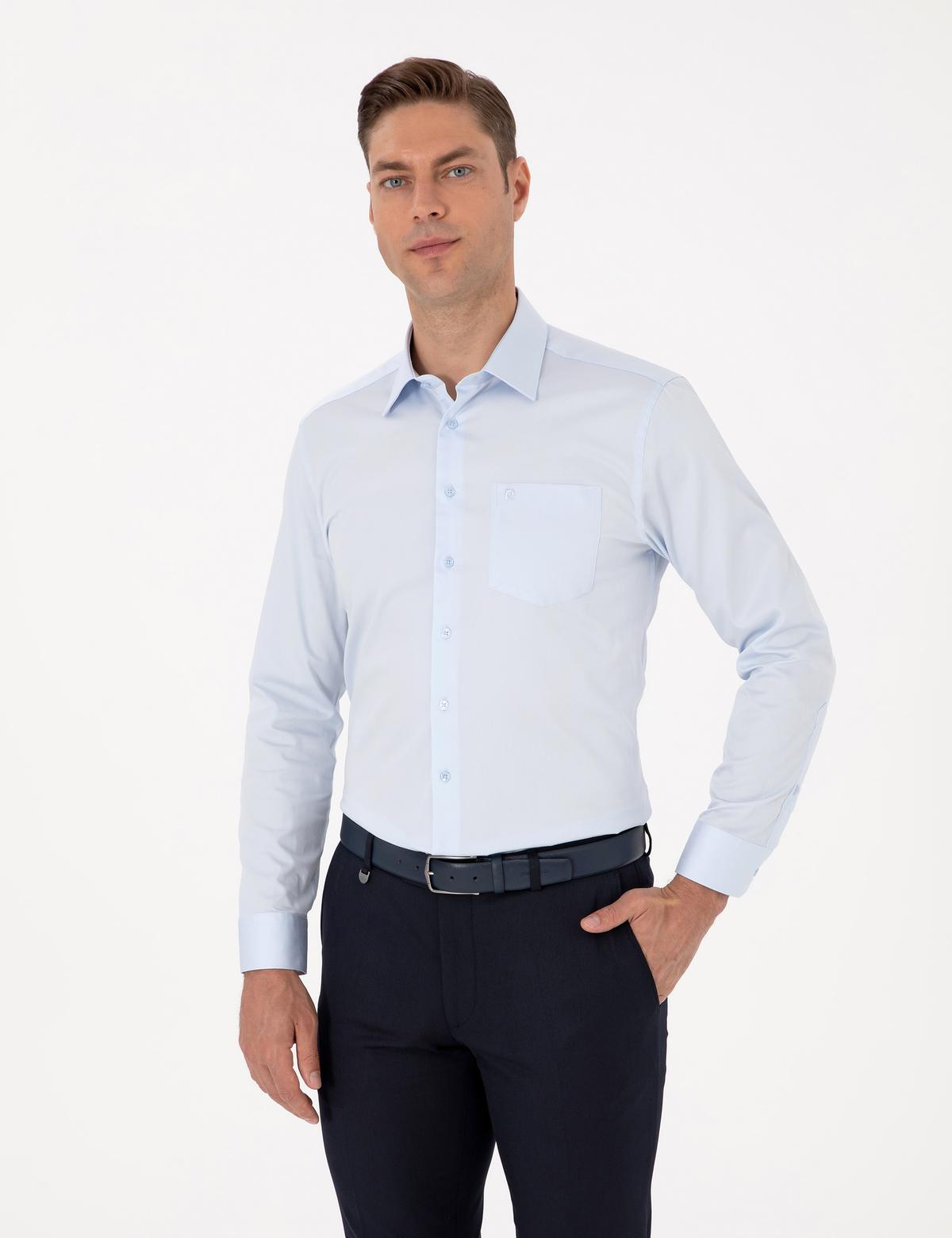 Açık Mavi Regular Fit Uzun Kollu Basic Gömlek