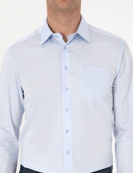Açık Mavi Regular Fit Uzun Kollu Basic Gömlek - 50313177003