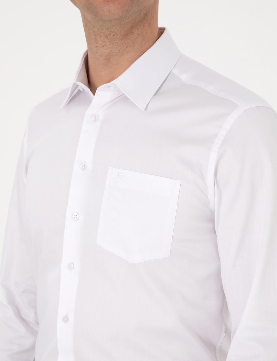 Beyaz Regular Fit Uzun Kollu Basic Gömlek