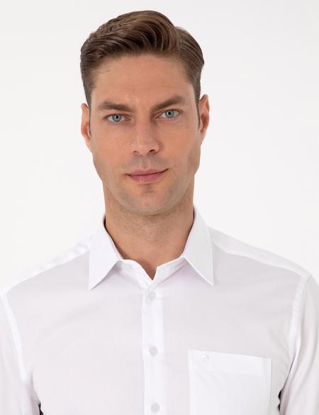 Beyaz Regular Fit Uzun Kollu Basic Gömlek - 50313177016