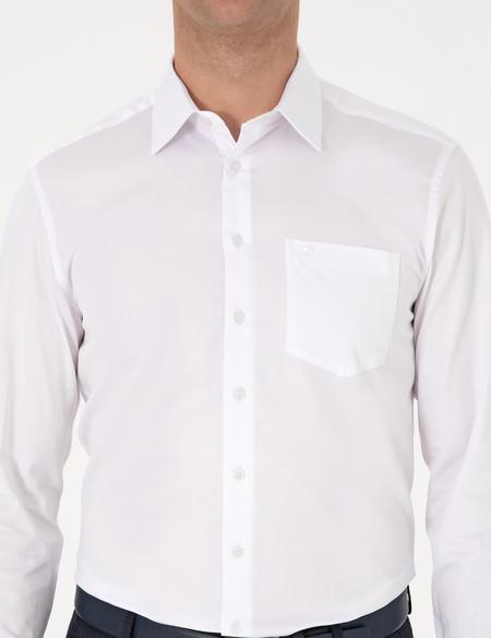 Beyaz Regular Fit Uzun Kollu Basic Gömlek - 50313177016