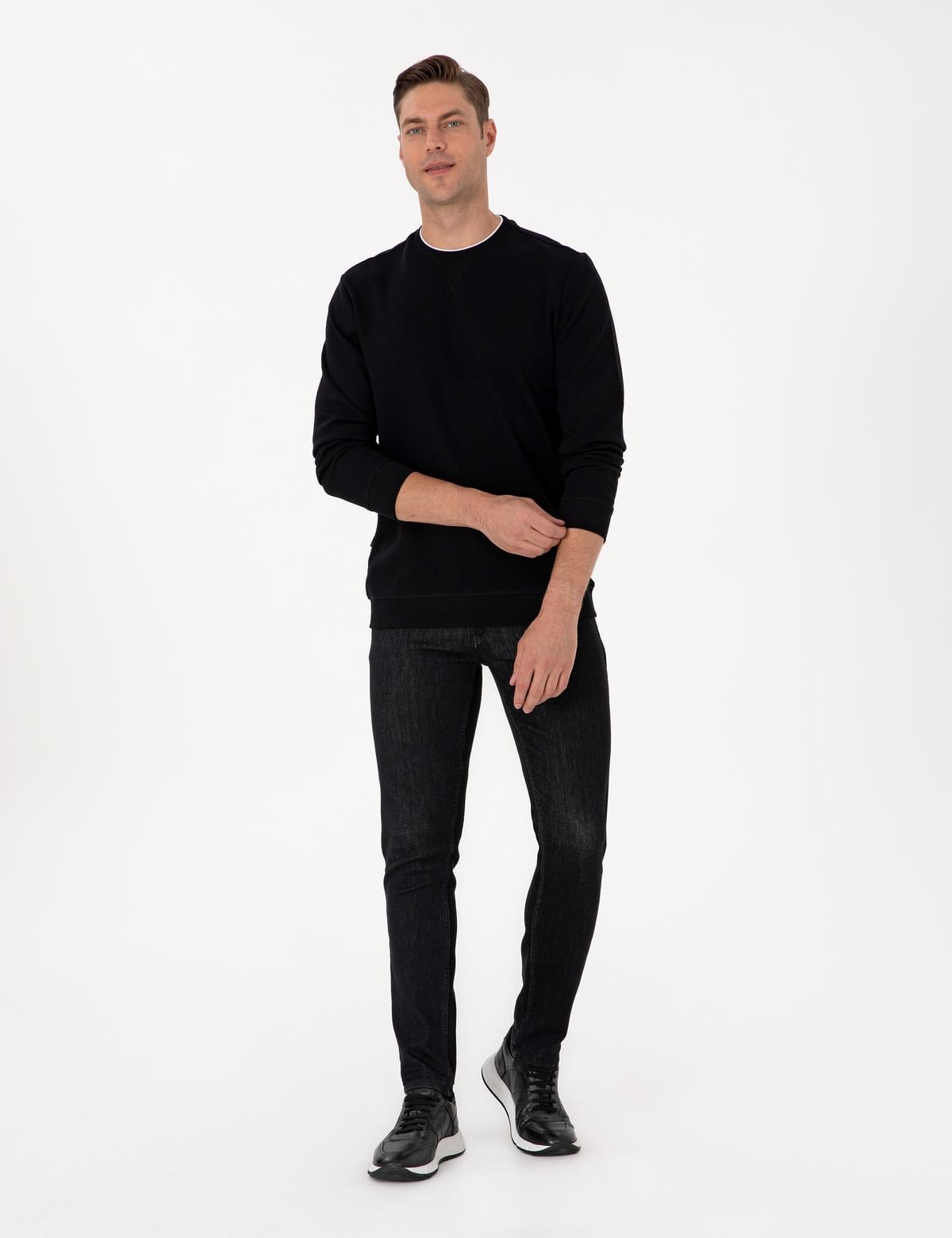 Siyah Regular Fit Sweatshirt - 50311649017