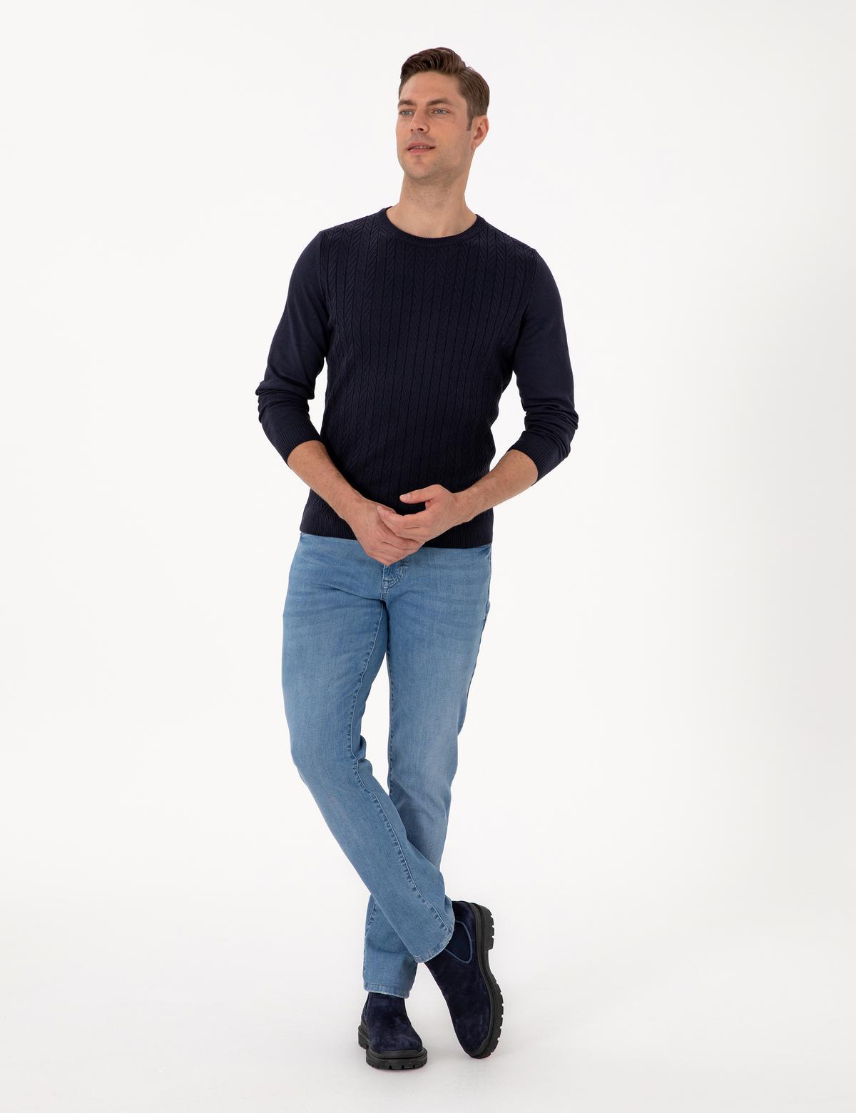 Laciver Slim Fit Bisiklet Yaka Triko Kazak - 50315717018