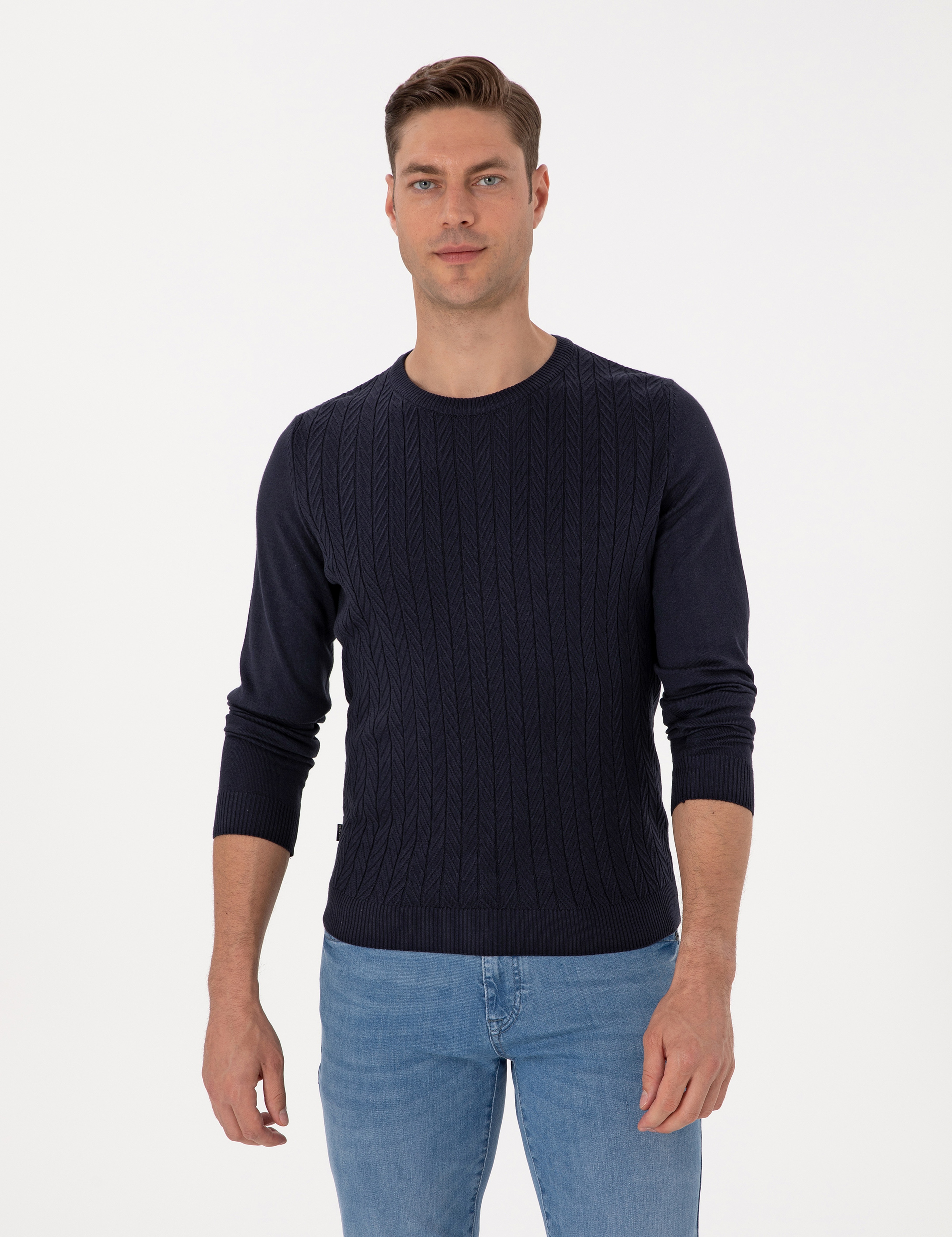 Laciver Slim Fit Bisiklet Yaka Triko Kazak - Image 1