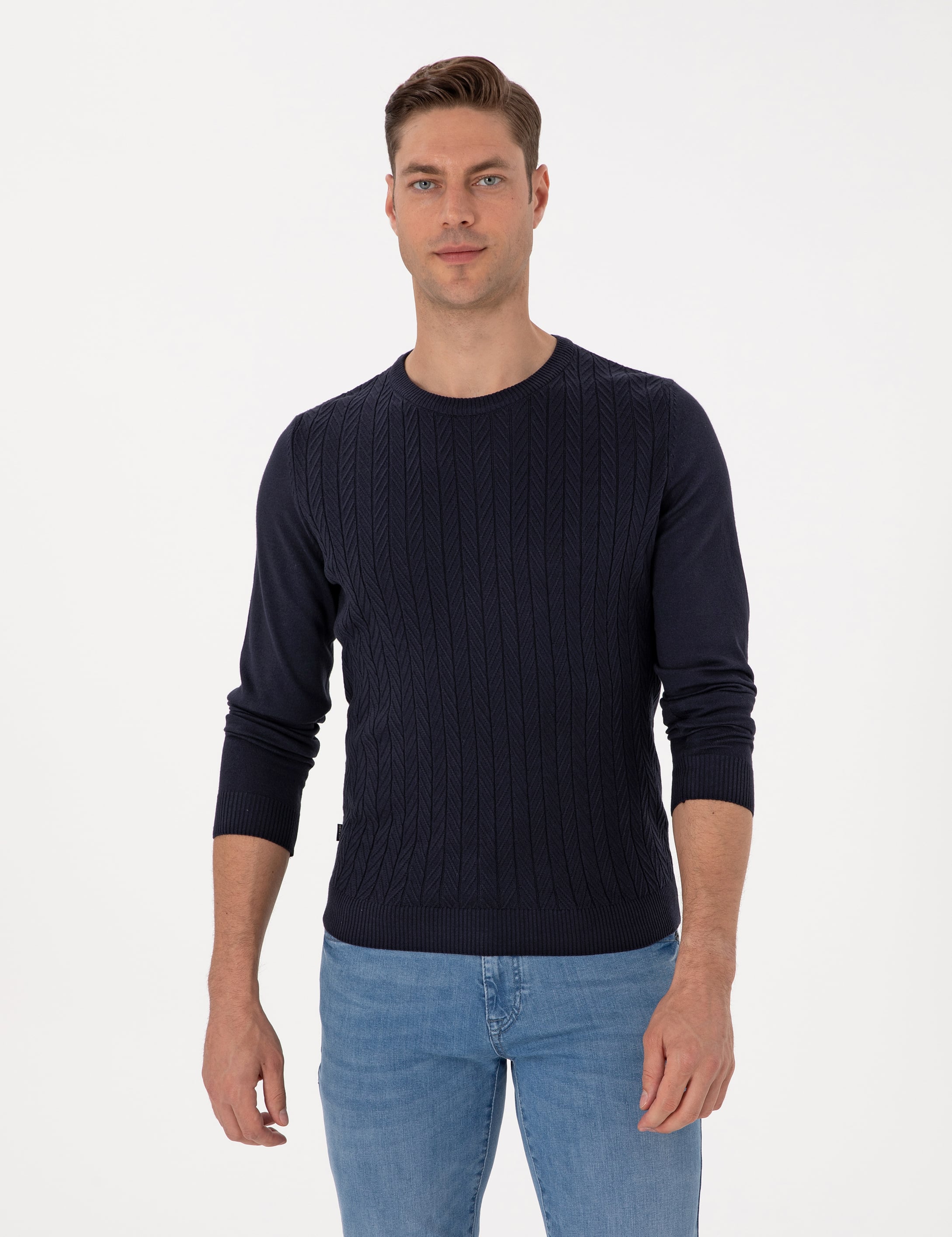 Laciver Slim Fit Bisiklet Yaka Triko Kazak