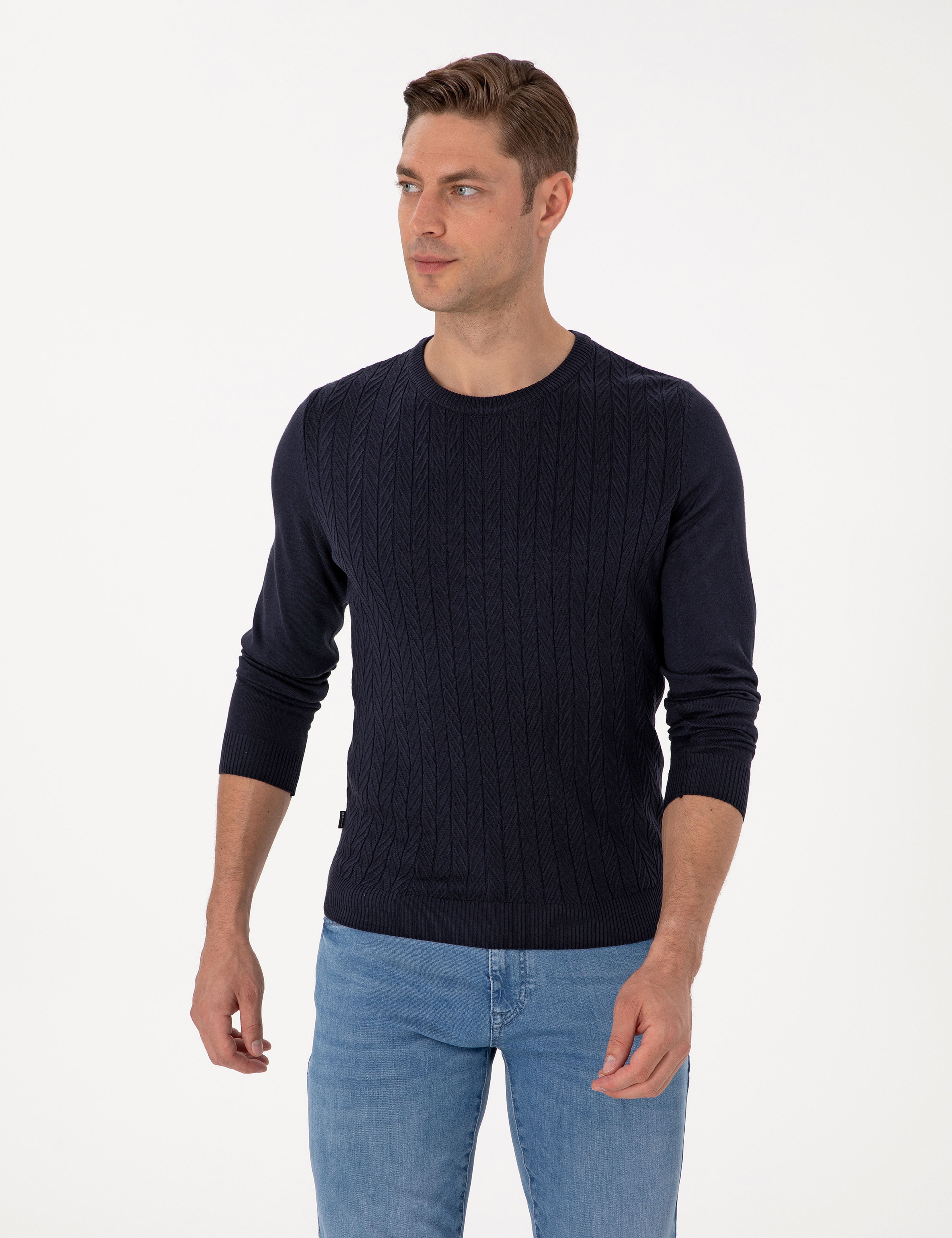 Laciver Slim Fit Bisiklet Yaka Triko Kazak - Image 3
