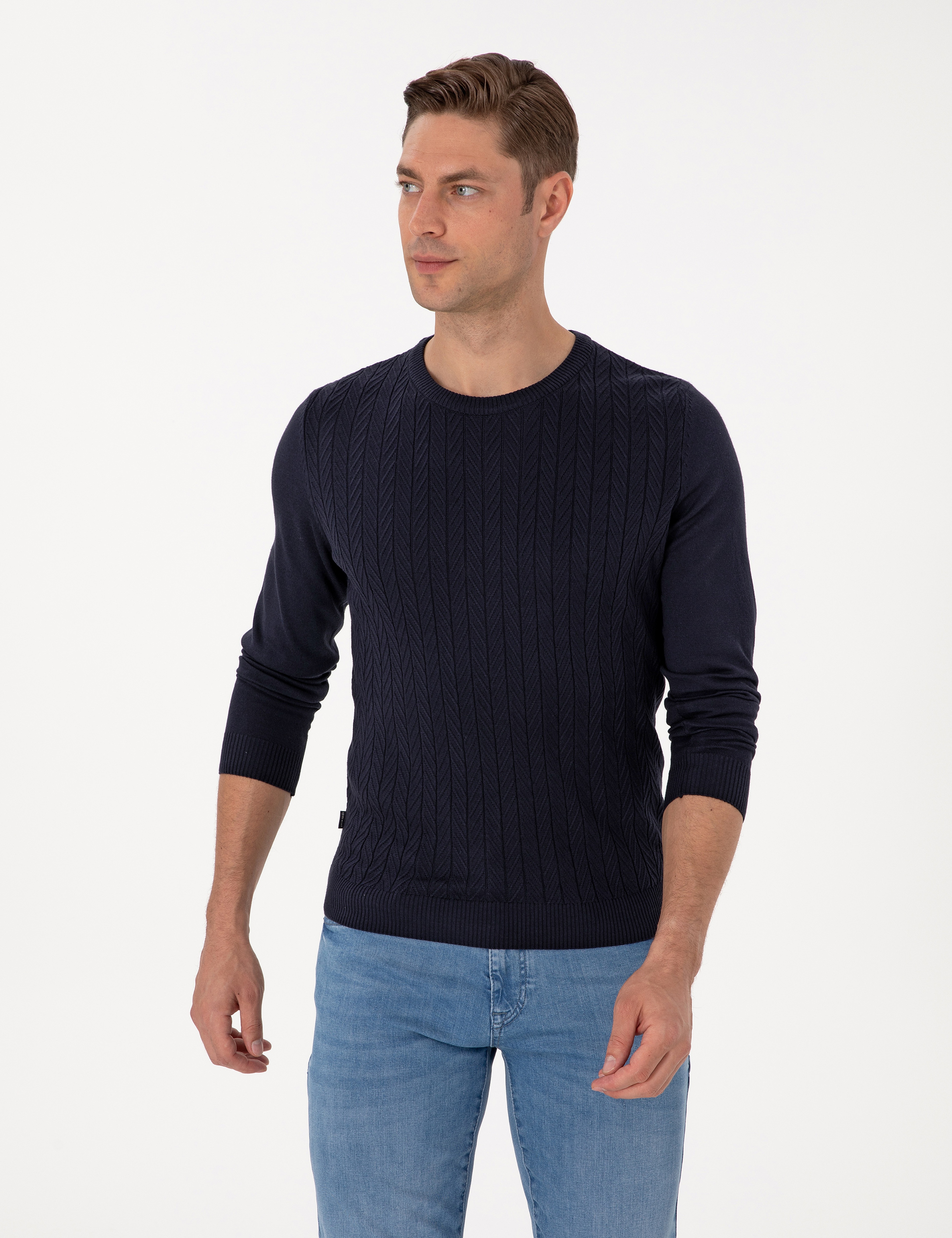 Laciver Slim Fit Bisiklet Yaka Triko Kazak