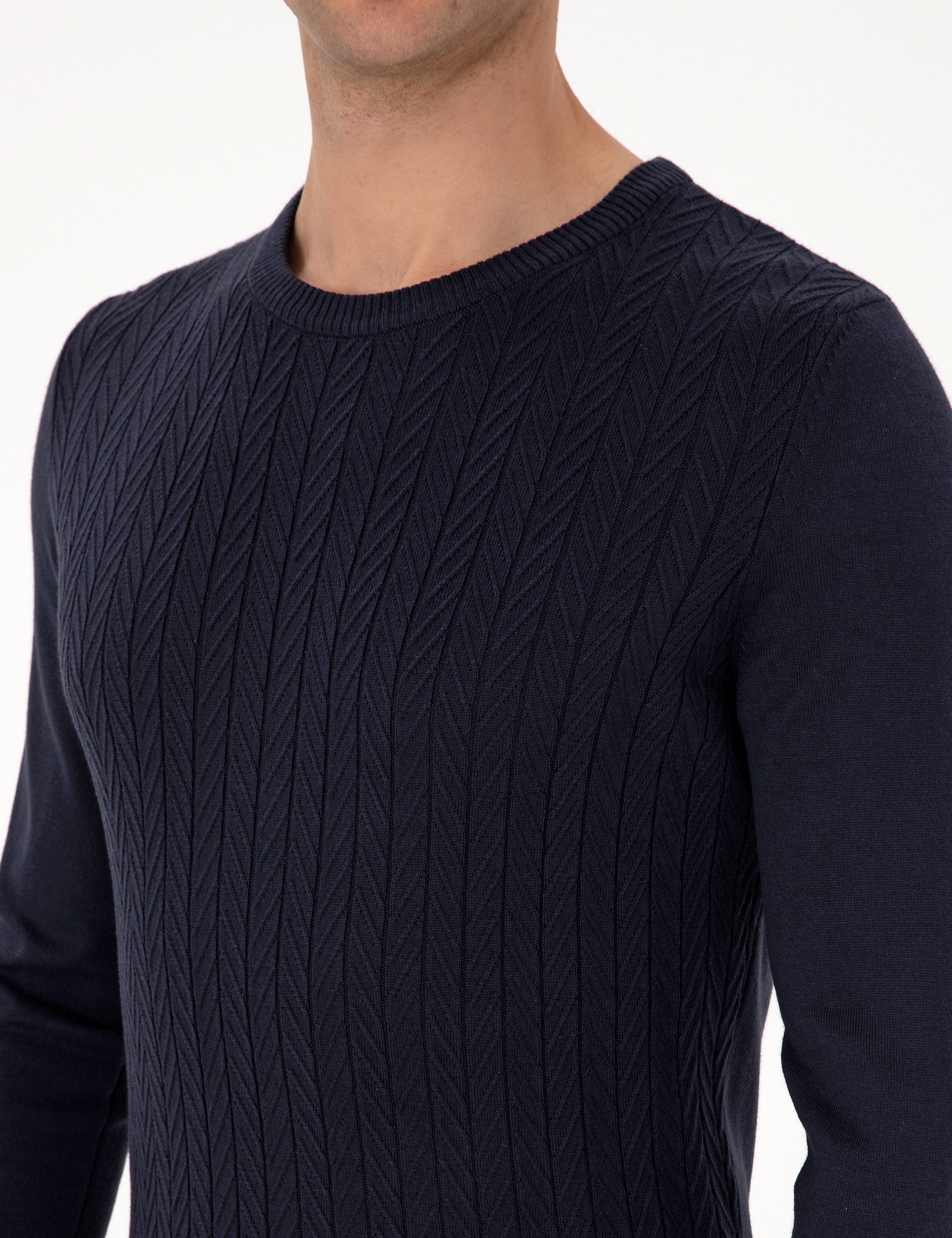 Laciver Slim Fit Bisiklet Yaka Triko Kazak - Image 7
