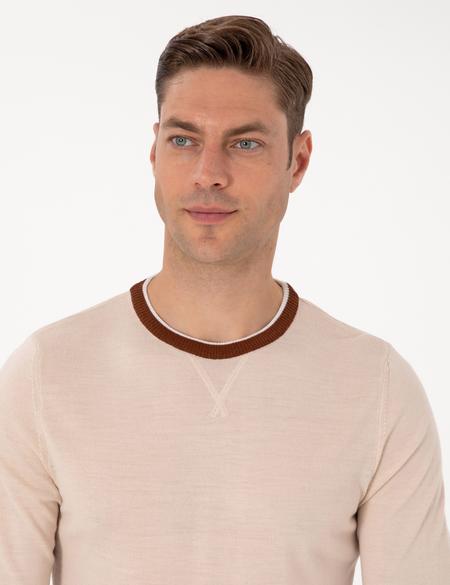 Kum Melanj Slim Fit Bisiklet Yaka Yün Karışımlı Triko Kazak - 50315712019