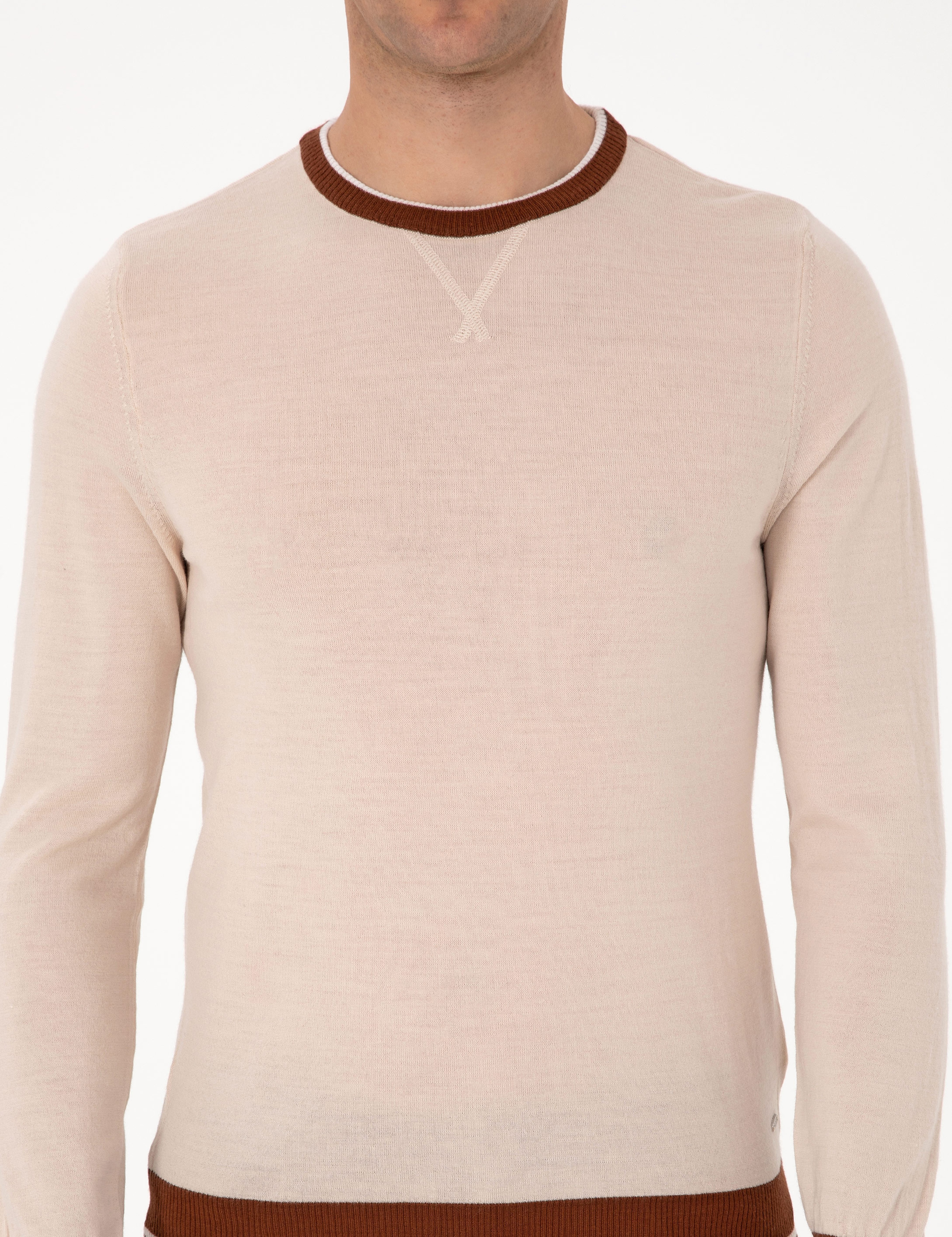 Kum Melanj Slim Fit Bisiklet Yaka Yün Karışımlı Triko Kazak - Image 6