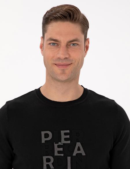 Siyah Slim Fit Bisiklet Yaka Triko Kazak - 50315737009