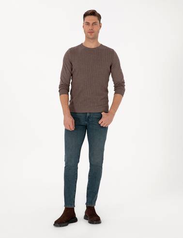 Vizon Slim Fit Bisiklet Yaka Triko Kazak