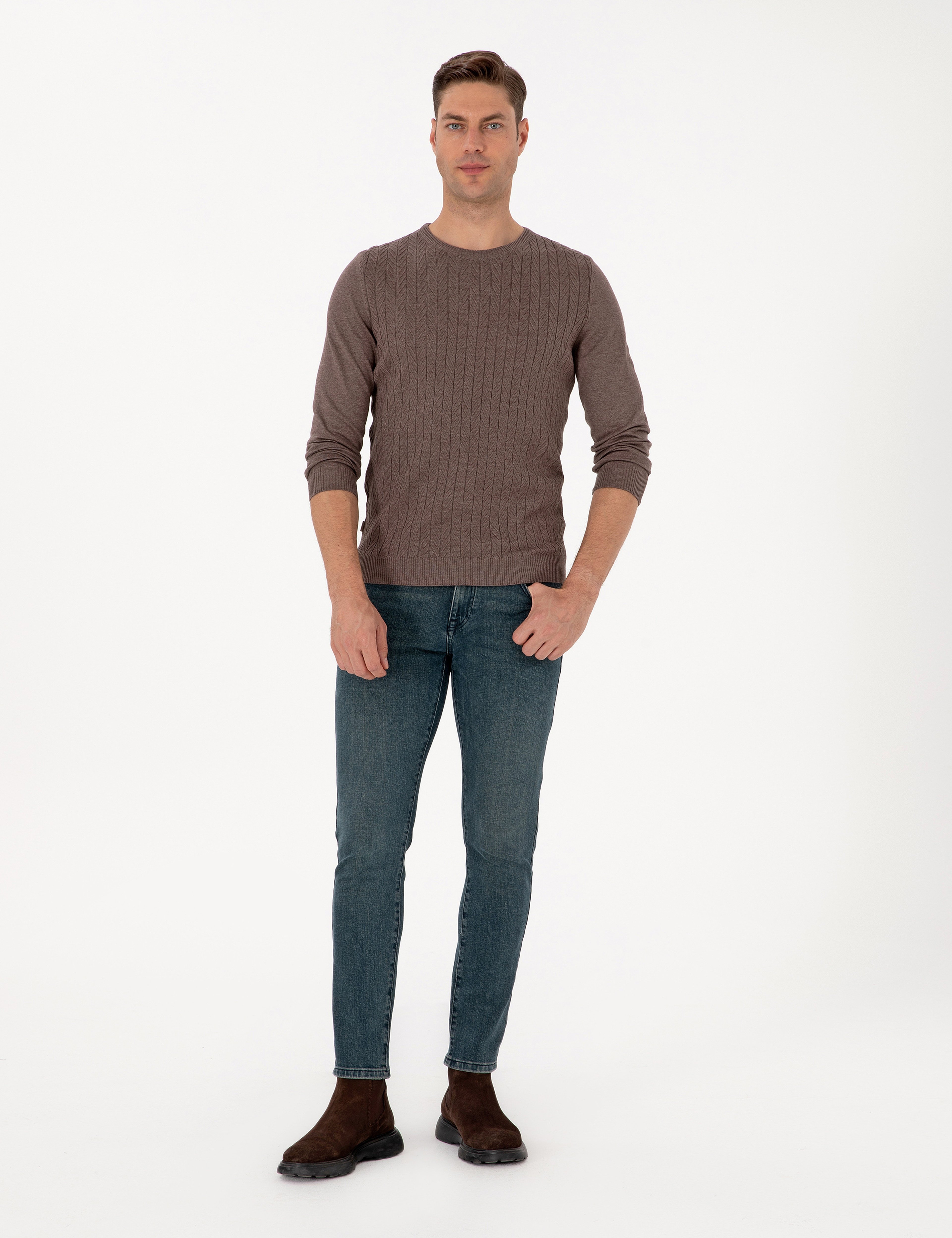 Vizon Slim Fit Bisiklet Yaka Triko Kazak - Image 4