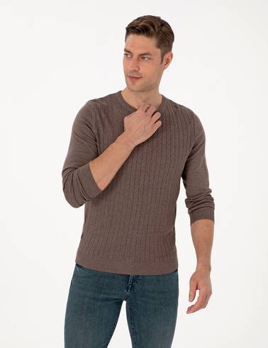 Vizon Slim Fit Bisiklet Yaka Triko Kazak
