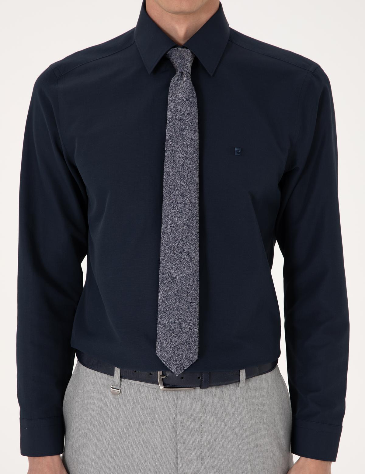 Lacivert Slim Fit Uzun Kollu Basic Gömlek - 50316734053