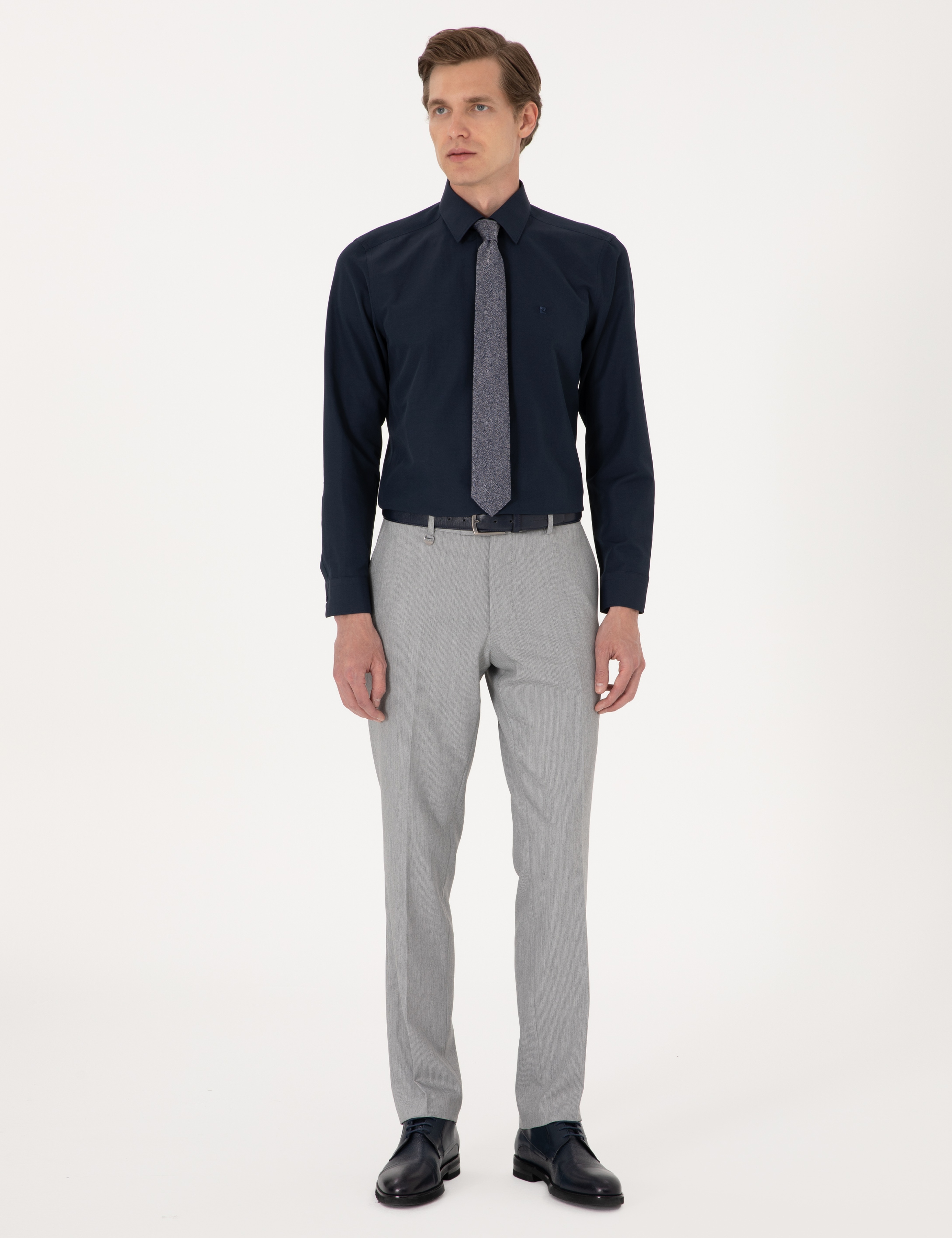 Lacivert Slim Fit Uzun Kollu Basic Gömlek - Image 5