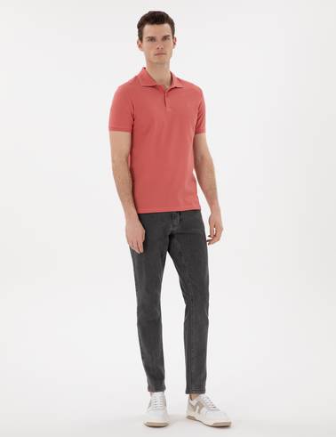 Mercan Slim Fit %100 Pamuk Polo Yaka Basic Tişört