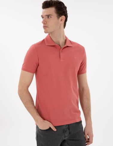 Mercan Slim Fit %100 Pamuk Polo Yaka Basic Tişört