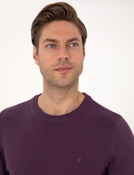 Mor Slim Fit Bisiklet Yaka Basic Triko Kazak - 50314192123