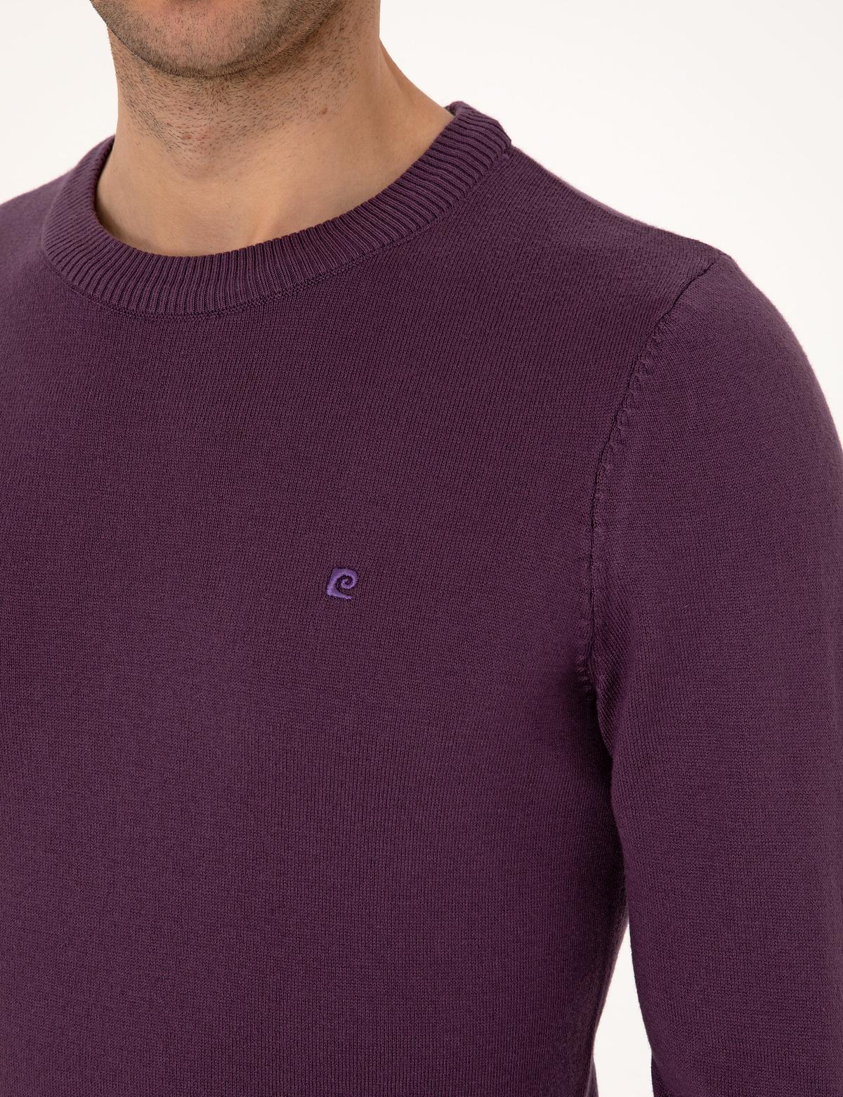 Mor Slim Fit Bisiklet Yaka Basic Triko Kazak - 50314192123