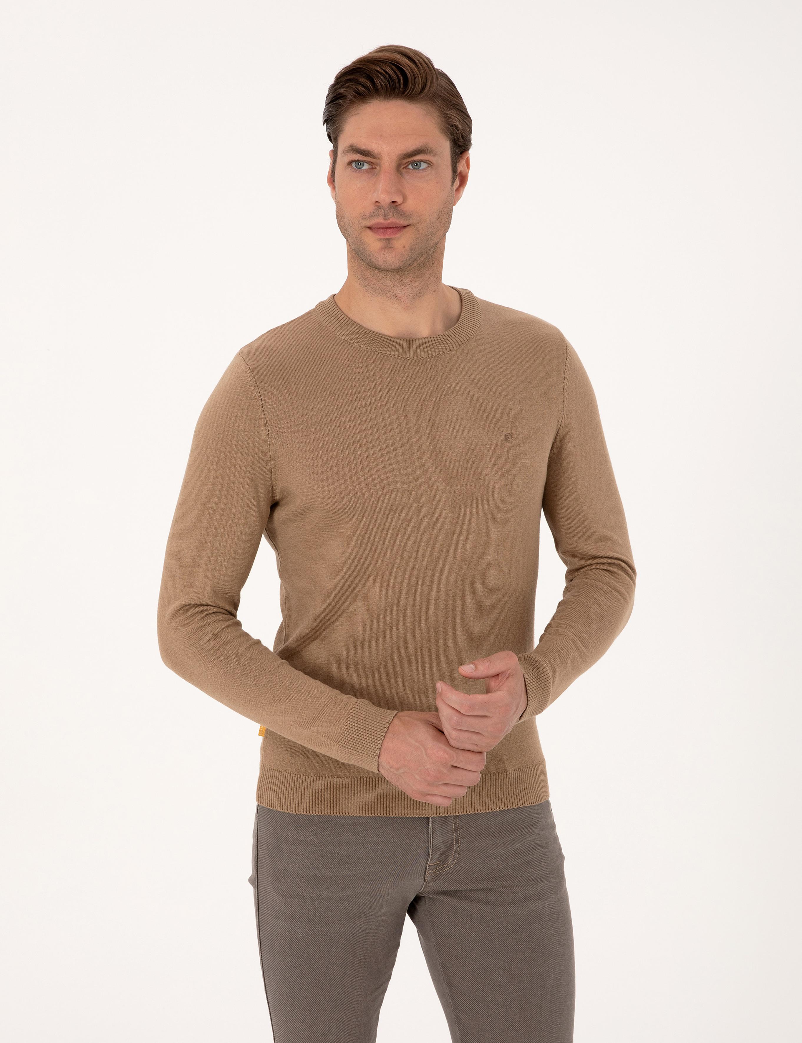Camel Slim Fit Bisiklet Yaka Basic Triko Kazak