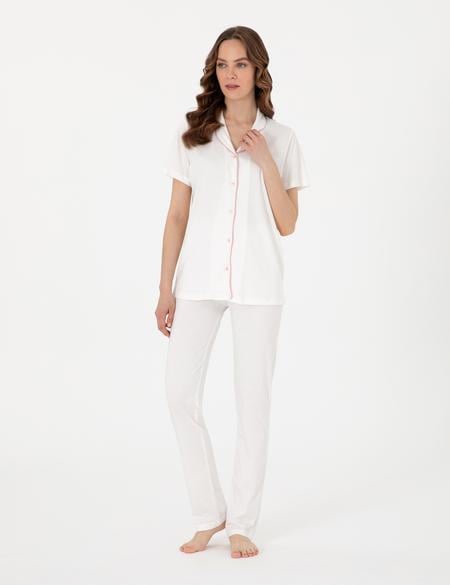 Krem Kısakollu Gömlek Pijama Takımı - 50319050007