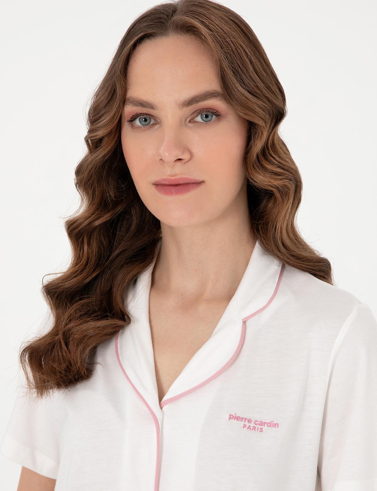 Krem Kısakollu Gömlek Pijama Takımı - 50319050007