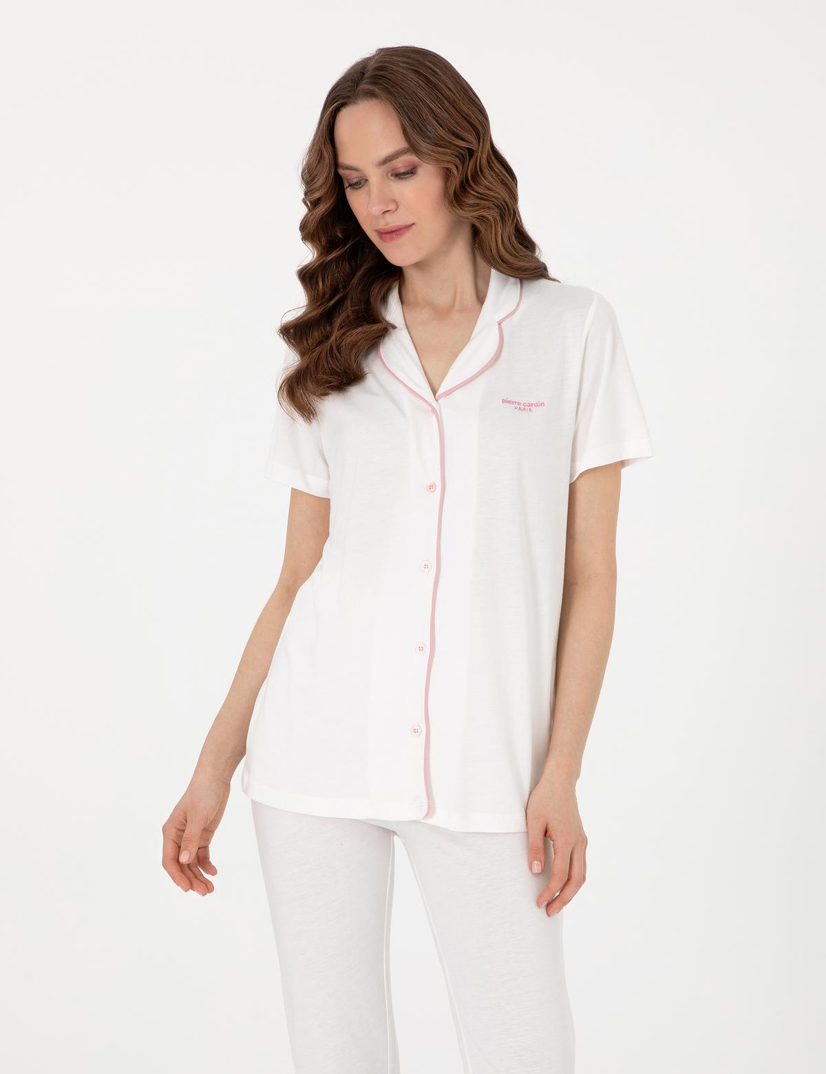 Krem Kısakollu Gömlek Pijama Takımı - 50319050007