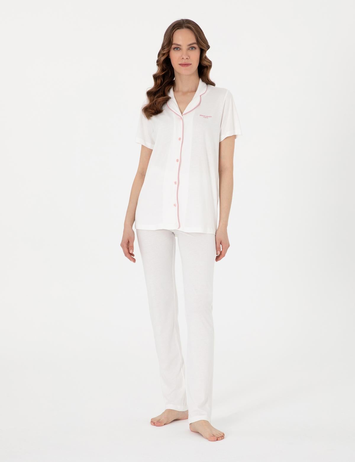 Krem Kısakollu Gömlek Pijama Takımı - 50319050007